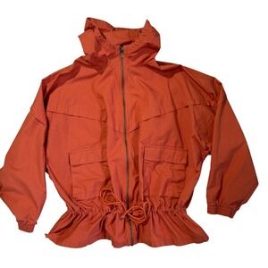 Nike Women's XL Hooded Utility Jacket Burnt Orange Zip Front Cotton